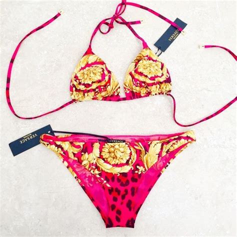 badeanzug rosa versace|versace bikini tops.